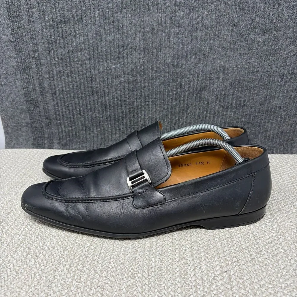 Magnanni Lino Loafers Bit Black Leather Slip On Dress Shoes Tuxedo Mens 11.5 M